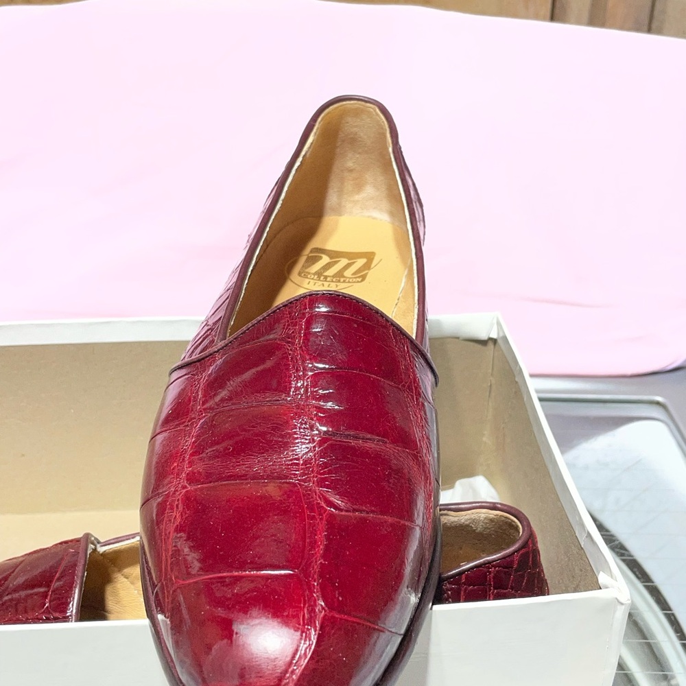 Collection B Men's Burgundy Leather Loafers